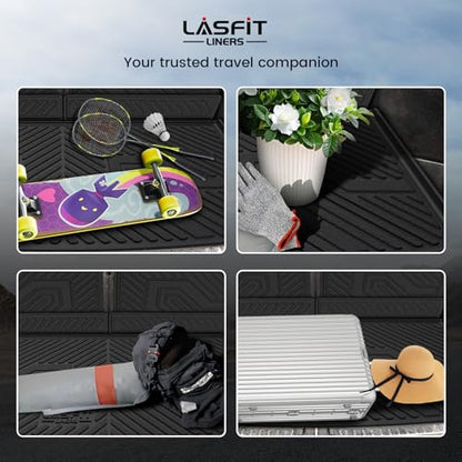 LASFIT Trunk Mat & Backrest Mat for Volvo XC90 2026-2016, All Weather TPE Custom Fit Cargo Liner for Volvo XC90 Cargo Mat, Black, Easy to Clean - size: 2016-2026|For Volvo XC90|Cargo Mats&Backrest Mats