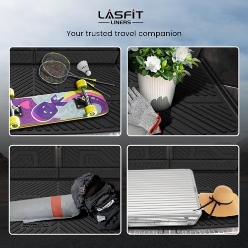 LASFIT Trunk Mat & Backrest Mat for Volvo XC90 2026-2016, All Weather TPE Custom Fit Cargo Liner for Volvo XC90 Cargo Mat, Black, Easy to Clean - size: 2016-2026|For Volvo XC90|Cargo Mats&Backrest Mats