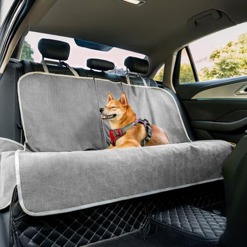FUNNY FUZZY Dog Car Seat Cover for Back Seat, Back Seat Pet Cover for Dogs Waterproof, Scratchproof Dog Backseat Cover, Non-Slip Bench Car Seat Protector, Universal Fit Most Cars, SUVs, Trucks, Grey - color: Grey, size: Back Seat(48''W x 53''L)
