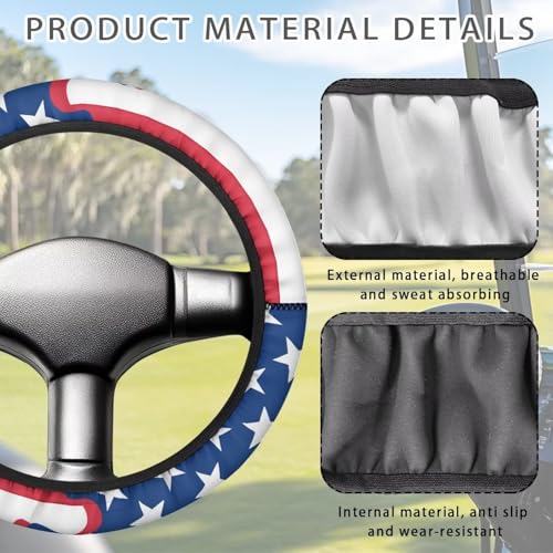 4th of July Steering Wheel Cover Protector Golf Cart Steering Wheel Anti-Slip Club Car Precedent Golf Cart Steering Wheel Cover Odorless Auto Steering Wheel Wrap for Winter - color: 4th of July Print