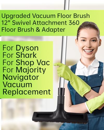Universal Vacuum Floor Brush Attachments - Vacuum Attachments & Brushes, 12-Inch Swivel Head with 1-1/4”(32mm) Diameter Horse Hair Soft Bristles, 360° Swivel & Wheels for Hard Floors, Tile Cleaning - style: 12-Inch Floor Brush