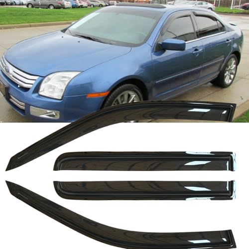 4pcs Shatterproof Outside Mount Style Sun Rain Guards Side Window Wind Deflectors Vent Window Visors for 06 Lincoln Zephyr 07-12 Lincoln MKZ 06-12 Fusion 06-11 Mercury Milan 94550 - size: for 2006-2012 Fusion