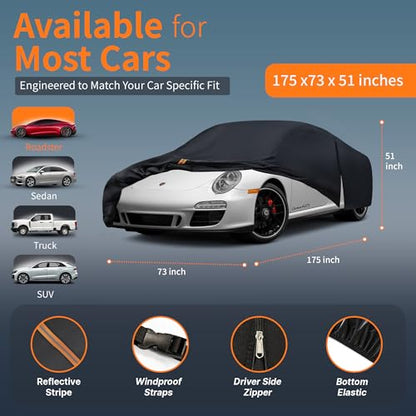 Car Cover Waterproof All-Weather,Outdoor Full Exterior Automobiles Sedan/Coupe (Length 179-185 inch) with Windshield Sun Shade Universal Fit Corvette C4 C5 C6 C7,Acura NSX etc - size: Fit Coupe Length 179-185 inch(3L-0)