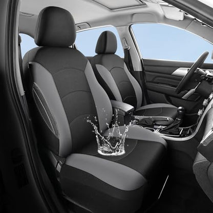 HChengkikz Car Seat Covers Full Set, Waterproof Neoprene Car Seat Covers, Airbag Compatible, Universal Fit for Most Sedans, SUVs, Trucks (Black + LightGray) - color: Black Lightgray, size: Full Set