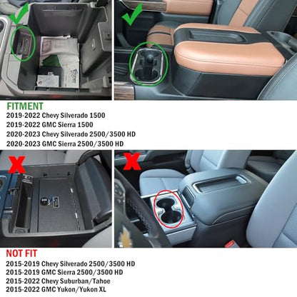 Zxiaochun Center Console Armrest Box Organizer Tray for 2019-2022 Chevy Silverado/GMC Sierra 1500 and 2020-2023 Silverado/Sierra 2500/3500 HD Accessories (Full Console w/Bucket Seats ONLY) Black Trim - color: Black Trim