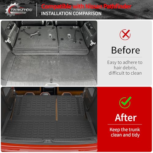 Cargo Mat Compatible with 2022-2025 2026 Nissan Pathfinder Trunk Mat Cargo Liner TPE All Weather Trunk Liner 2024 Pathfinder Accessories (Trunk Mat with Backrest Mat) - style: For Nissan Pathfinder | 2022-2026