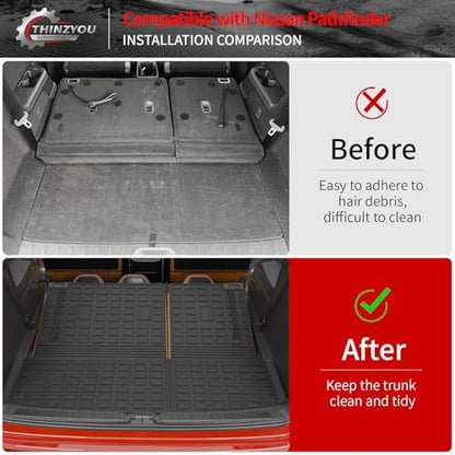 Cargo Mat Compatible with 2022-2025 2026 Nissan Pathfinder Trunk Mat Cargo Liner TPE All Weather Trunk Liner 2024 Pathfinder Accessories (Trunk Mat with Backrest Mat) - style: For Nissan Pathfinder | 2022-2026