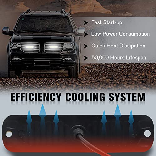 DIBMS LED Emergency Strobe Lights Bar 8x White 6 LED Strobe Warning Emergency Flashing Light Caution Construction Hazard Light Bar For Car Truck Van Off Road Vehicle ATV SUV Surface Mount - color: White