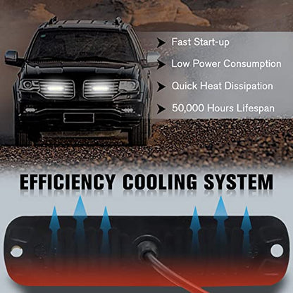 DIBMS LED Emergency Strobe Lights Bar 8x White 6 LED Strobe Warning Emergency Flashing Light Caution Construction Hazard Light Bar For Car Truck Van Off Road Vehicle ATV SUV Surface Mount - color: White