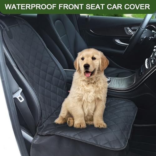 Waterproof Front Seat Car Cover, Car Seat Covers for Dogs, Nonslip Pet Passenger Seats Cover Protector, Car Accessories Scratch-Proof Pet Front Covers Universal Fit Most Auto Trucks SUVs