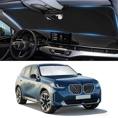 Sunshade for X3 Windshield Sun Shade Custom Fit for 2018-2025 2026 BMW X3 Accessories Foldable Front Window Shield Cover Sun Visor Protector Automotive Interior Protector Block UV Rays - size: Fit BMW X3 18-26