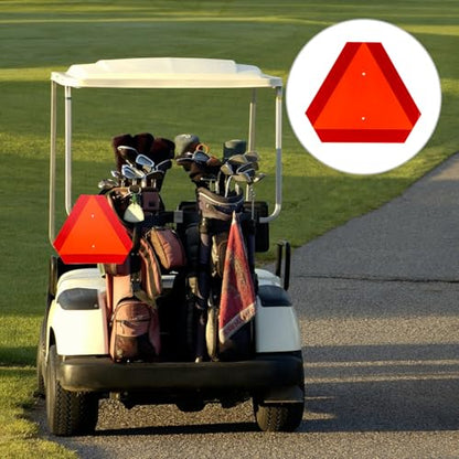 Slow Moving Vehicle Sign with Mounting Bracket Kit, Aluminum Slow Moving Vehicle Triangle Sign for Golf Vehicles Cart Farm Tractor Outdoor Accessories