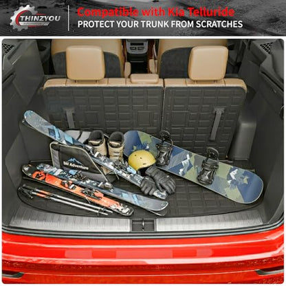 Cargo Mat Compatible with 2020-2025 Kia Telluride (NOT for 2027) Trunk Mat Cargo Liner Trunk Liner All Weather Back Seat Protector 2024 Telluride Accessories (Trunk Mat with Backrest Mat) - style: For Kia Telluride | 2020-2025