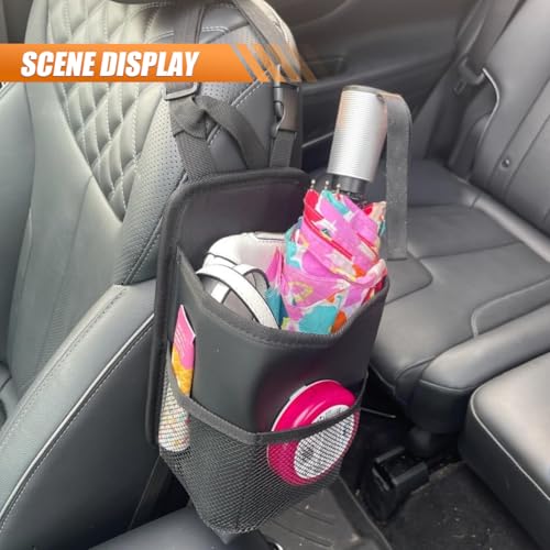 ZIMISI 2-in-1 Large Cup Holder, 80 oz Waterproof Car Seat Cup Holder with Mesh Pocket, Car Water Bottle Holder Bag, Vehicle Seat Side Storage Hanging Bag for Bottles & Big Drinks (2PCS) - size: 2PCS