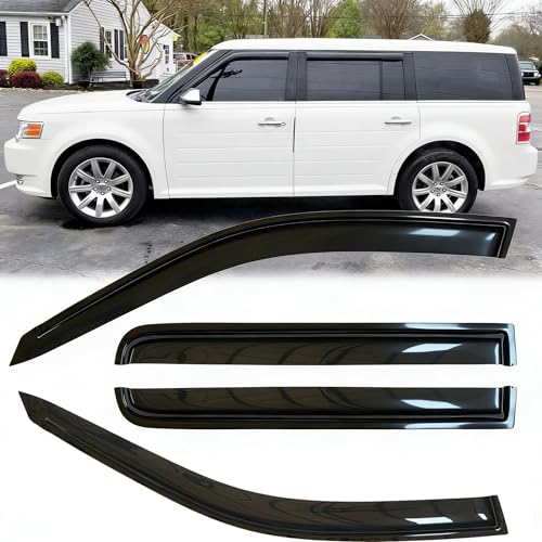 4pcs Original Shatterproof Rainproof Side Window Wind Deflectors for Ford Flex 2009-2019,Tape-on Rain Guard Sets,Nice Looking Window Visors for Cars,Vent Deflector for 09-19 Flex 94079 - size: for 2009-2019 Ford Flex
