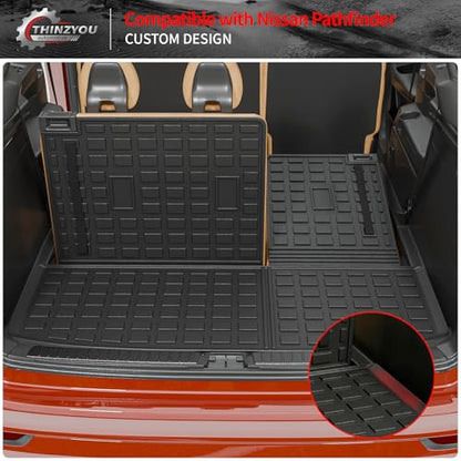 Cargo Mat Compatible with 2022-2025 2026 Nissan Pathfinder Trunk Mat Cargo Liner TPE All Weather Trunk Liner 2024 Pathfinder Accessories (Trunk Mat with Backrest Mat) - style: For Nissan Pathfinder | 2022-2026