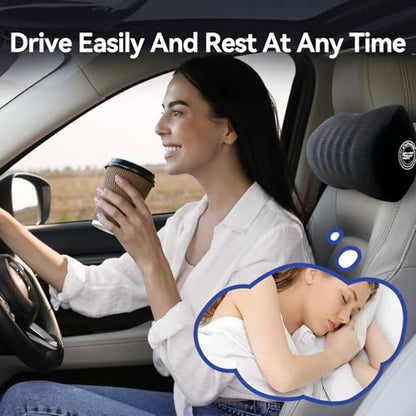 Super Useful Car Headrest Pillow, Car Pillow for Driving with Adjustable Strap, 100% Memory Foam Neck Pillow, Ergonomic Design - Car Neck Pillow(Black, 2 Pack) - color: Pack of 2/Black 3d Mesh