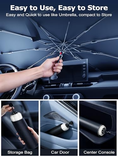 DMJN Umbrella Windshield Sun Shade for Honda Pilot (2016-2026), Car Sunshade for Front Windshield [Nano Ice-Crystal Coatings] UPF50+ Heat & UV Block, Protect Interior & Keep Cooler - size: For | Honda Pilot (2016-2026)