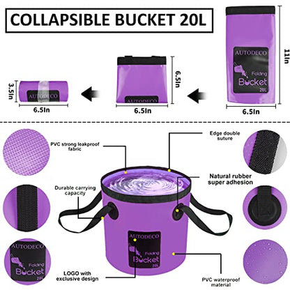 22Pcs Car Wash Cleaning Tools Kit Car Detailing Set with Canvas Bag Purple Collapsible Bucket Wash Mitt Sponge Towels Tire Brush Window Scraper Duster Complete Interior Car Care Kit - color: Purple