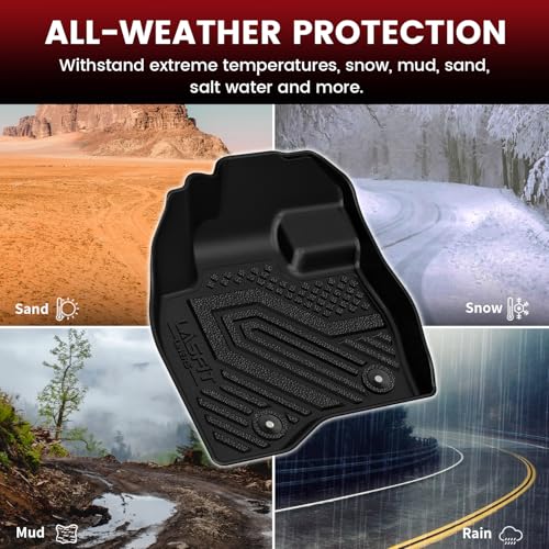 LASFIT Floor Mats & Cargo with Backrest Mat for Ford Explorer 2015-2019 7 Seats All Weather Protector TPE Easy Clean Car Floor Liner Custom Fit for 5-pc Full Set Black - style: 3) Explorer 7-Seat| 15-19 | Combo Set