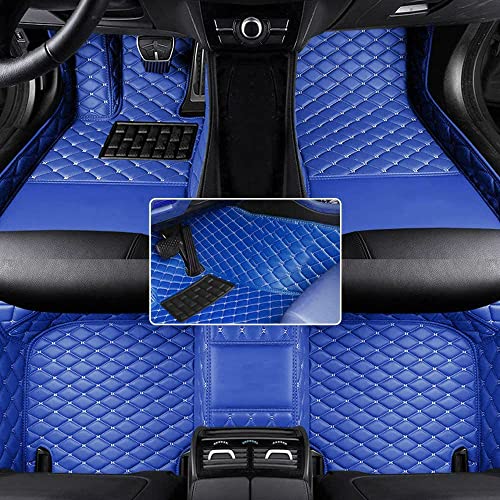 All-Weather car Floor Mats-Suitable for 98% of car Models Watherproof Leather car Floor mat (Blue) - color: Blue