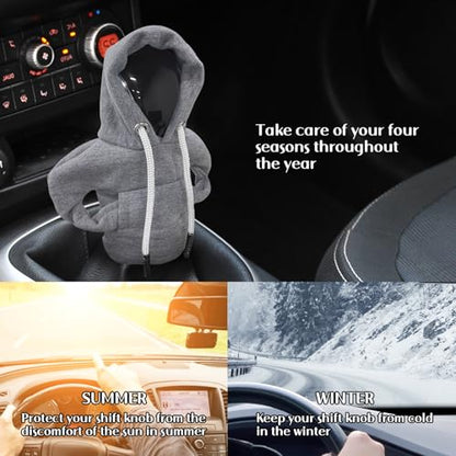 vvag Gear Shift Hoodie, Hoodie Car Gear Shift Cover, Car Shift Knob Hoodie, Automotive Interior Accessories, Universal Fit Knob Cover Gift (Gray) - color: Gray