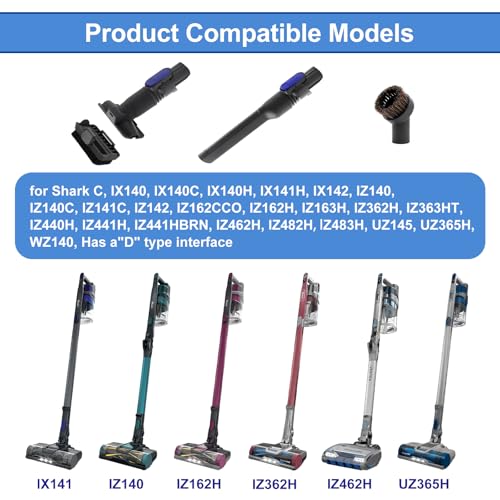 Garbage fighter Vacuum Crevice Tool & Removable 2-in-1 Brush & Horse Brush Replacement for Shark Pet Cordless Stick IX141 IZ462H IZ483H IZ363HT IZ361H IZ163H IZ362H for D-Shaped Vacuum