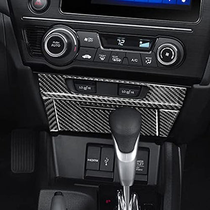 Auto Center Console Seat Heated Buttons Frame Panel Sticker Real Carbon Fiber Interior Trim Compatible with Honda Civic 9 Coupe/Sedan 2013 2014 2015 Accessories Black - A - color: Center Console Seat Heated Buttons Frame Panel - a
