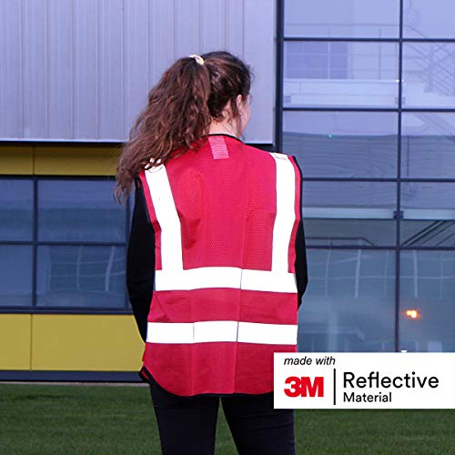 Salzmann Mesh Safety Vest | Hi Vis Multi Pocket Reflective Vest | 4 Colors – 5 Sizes | Made with 3M Reflective Material - color: Red Mesh, size: Large-X-Large