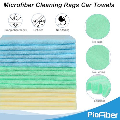 Shop Towels – 20 Pack Edgeless Microfiber Cleaning Cloths, 12"x12" Lint-Free, Reusable Towels for Car Detailing, Kitchen, Garage & Glass – Quick Dry Rags