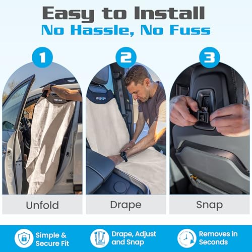 HAPPEGEAR Happeseat Waterproof Car Seat Cover & Protector – Universal Fit Car Seat Towel Cover – Non-Slip Backing, Easy Install & Storage, Machine Washable, Fits Front & Back, Sand - color: Sand