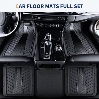 FLORICH Car Floor Mats, Heavy Duty Floor Mats for Cars, 4 Piece All-Weather Floor Mats with Anti-Slip Backing, Waterproof Universal Trim-to-Fit, Automotive Floor Mat for Cars SUV Trucks