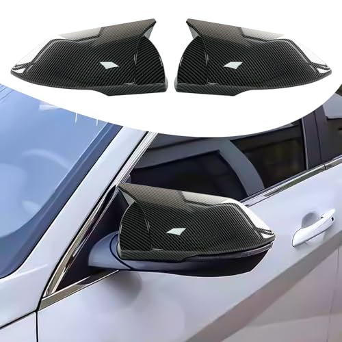 Compatible with Hyundai Elantra 2021 2022 2023 2024 2025 with Turn Signal Accessories Car Exterior Ox Horn Design Door Side Rearview Mirror Guard Cover Trim Caps - Carbon Fiber Style 2PCS - color: Carbon Fiber, size: For Elantra 2021-2025 with Turn Signal