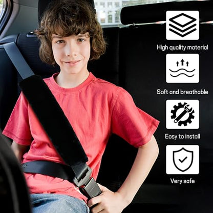 2 Pack Car Seatbelt Covers Shoulder Pad, Soft Faux Sheepskin Seat Belt Shoulder Cover for a Comfortable Driving, Seat Belt Shoulder Strap Covers Helps Protect Your Neck and Shoulder (Black) - color: Black