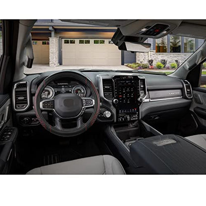 West Llama Customized Auto Car Steering Wheel Cover for Dodge 1989-2011 RAM 1500 2500 3500, Charger, Durango, Challenger (Diamond Quilted-Black+Red-Standard Size) - color: B-Black+Red, size: Standard Size (14 ½''-15'')