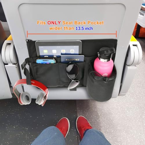 Cosmos Airplane Seatback Organizer Flight Travel Essentials Seat Back Storage Bag Airline Seat Hanging Pockets for Tablet, Magazines, Phone and Water Bottle | Keep Personal Items Clean & Organized