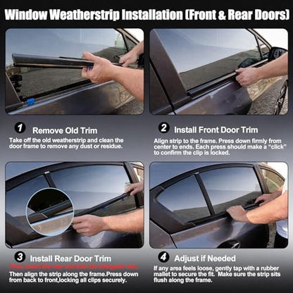 Window Molding Trim Seal for Honda Civic 2012-2015 Accessories, Outer Door Black Rubber Weather Stripping Belt, Replacement 72450-TR0-A01 (4PCS) - size: 2012-2015 Honda Civic