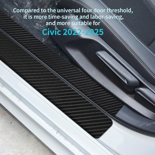 Bilisin 9PCS Car Door Sill Protector Compatible with Honda Civic 11th Gen 2022-2025,Carbon Fiber Leather Auto Trunk Door Sill Entry Guard Scratch Protector Accessories - size: for Civic 11th Gen 2022-2025