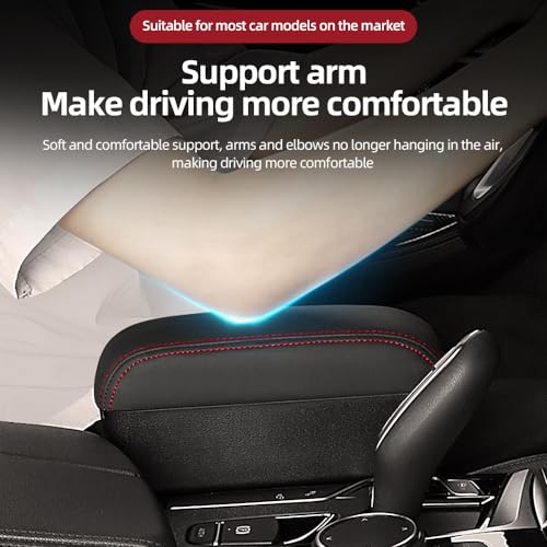 JEYODA Car Armrest Box with Cup Holder Car Central Liftable Armres Storage Organizer Box Arm Rest，Car Seat Gap Filler Organizer (Black red line) - color: Black red line