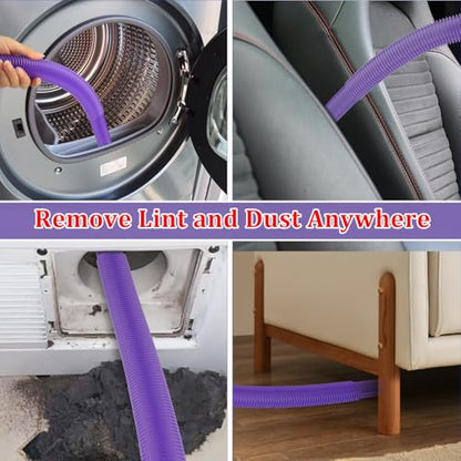Dryer Vent Lint Vacuum Atttachments Kit and Crevice Tool for Dyson Gen 5 V15 V12 V11 V10 V8 V7 Detect Outsize Slim Absolute Cyclone Vacuum Cleaner Nozzle Flexible Dryer Lint Remove Hose Cleaner Kit - style: Dryer Hose Kit Purple
