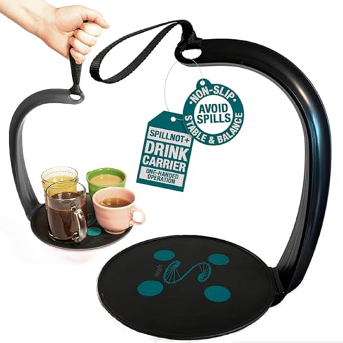 SpillNot+ - The SpillNot Portable Handheld Beverage Carrier, Nonspill Drink Tray, Innovative, Easy to Use - Black - color: Black