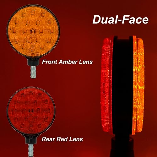 2-Pack 4" Round Dual-Face Red and Amber Lens 12V Turn Signals Direction Indicator Light Side Marker Warning Lights for Boat Trailer SUV Camper RV Off-Road Kenworth Peterbilt Freightliner Trucks - size: 2Pcs Direction Indicator Light