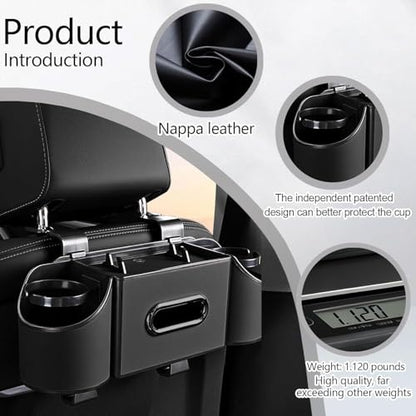 Back Seat Car Organizer,4 in 1 Multifunctional Car Back Seat Storage Box with Drink Cup Holder Tissue Box, for Hold Phone,Snacks, Drinks, Handbag-Black-2Packs - color: Black-2Pack