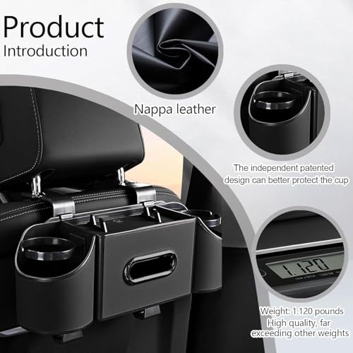 Back Seat Car Organizer,4 in 1 Multifunctional Car Back Seat Storage Box with Drink Cup Holder Tissue Box, for Hold Phone,Snacks, Drinks, Handbag-Black-2Packs - color: Black-2Pack