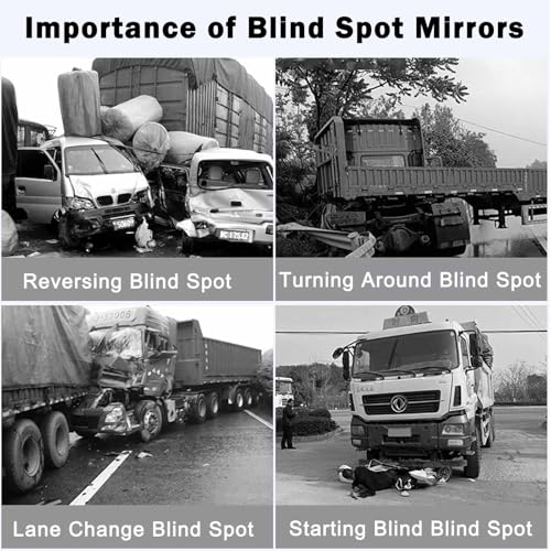 2Pcs Large Stick-on Blind Spot Car Mirror, 3.75 Inch Non-Adjustable Big Round Convex Rear View Mirrors, HD Glass Blindspot Convex Rearview Mirror for Car, an, SUV and Trucks