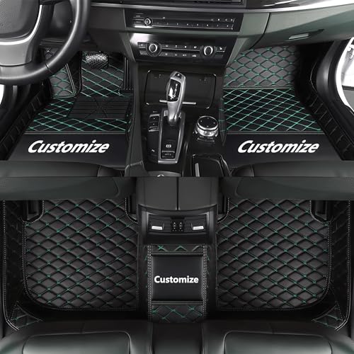 Custom Personalized Floor Mats for Cars，Luxury Full Coverage All Car Floor Mats，Anti-Slip Leather Car Mat Set ，Custom Floor Mats for 99% of Cars, Trucks & SUVs. (Black Green) - color: Black Green