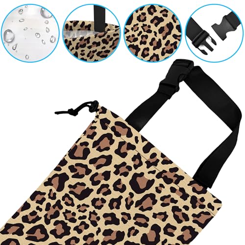 Car Trash Bag Hanging Brown Leopard Print Car Trash Can Waterproof Garbage Bag Hanging for Car Back Seat - color: Brown Leopard Print
