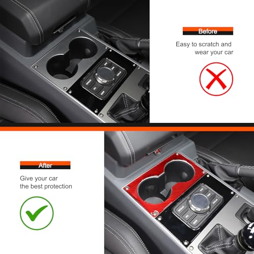 Car Center Console Water Cup Holder Trim Compatible with INEOS Grenadier 2020-2024, Center Console Armrest Box Cup Holder Panel Anti-Scratch Panel Decorative Sticker Interior Accessories (Red)