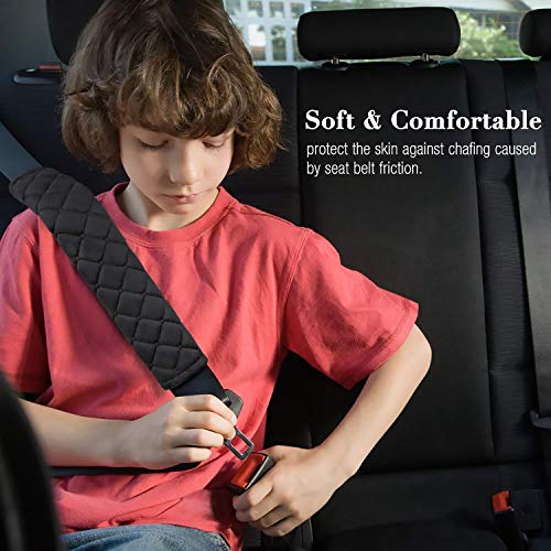 4 Pack Universal Car Seat Belt Pads, Adult Seat Belt Shoulder Strap Covers Harness Pad for Car/Bag,Soft Comfort Helps Protect You Neck Shoulder from The Seat Belt Rubbing（Black） - color: black