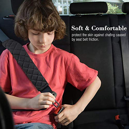 4 Pack Universal Car Seat Belt Pads, Adult Seat Belt Shoulder Strap Covers Harness Pad for Car/Bag,Soft Comfort Helps Protect You Neck Shoulder from The Seat Belt Rubbing（Black） - color: black